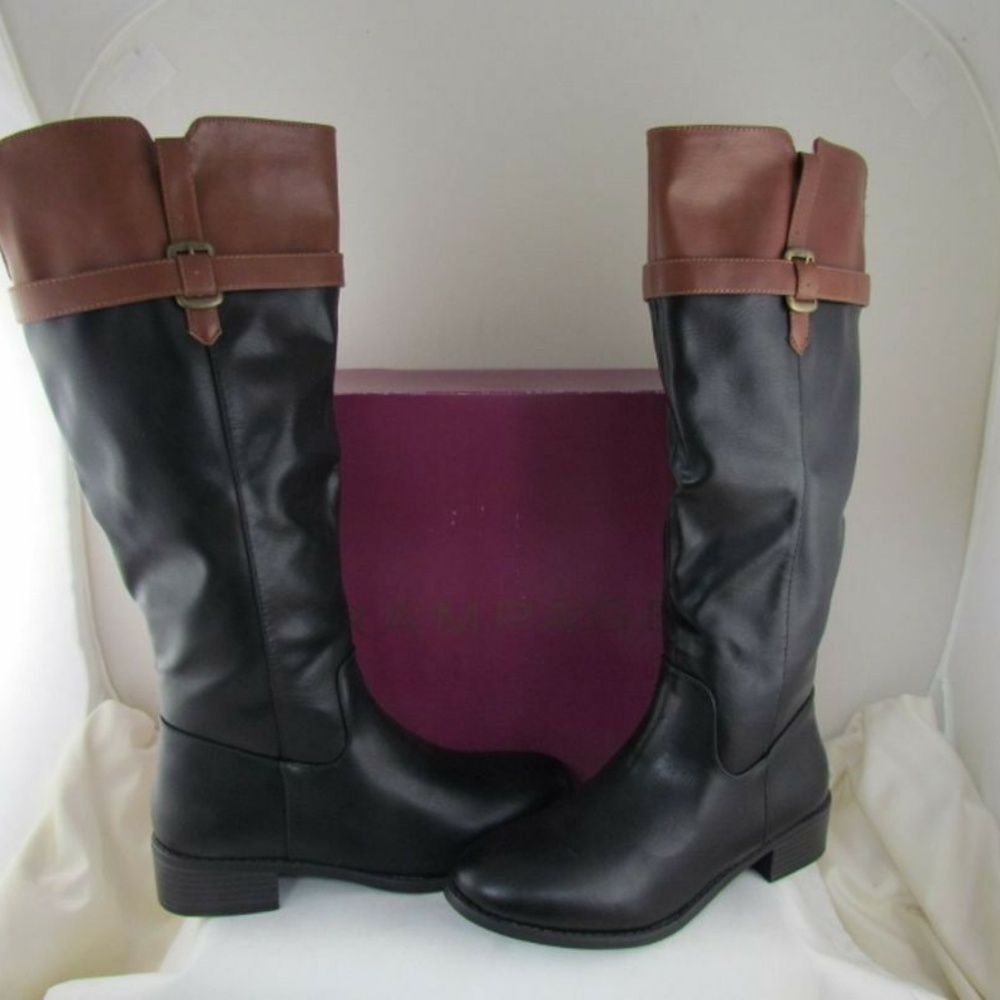 Rampage Black and Brown Tall Riding Boots